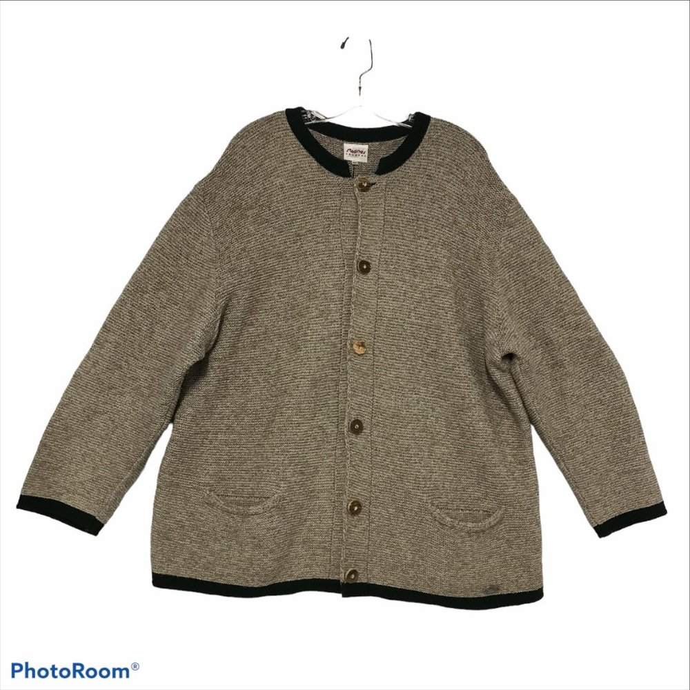 Steffner Womens XXL Tan Wool - Linen - Cotton Cardigan Sweater Lux Brand